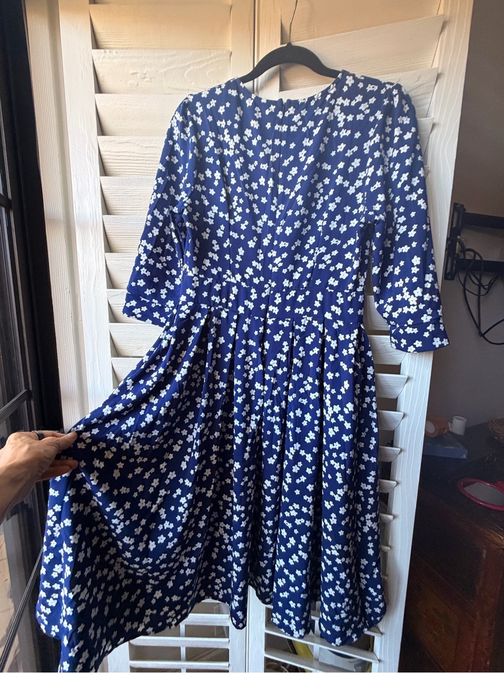 Size 8 -Classic Navy Blue Floral Fit-and-Flare Dress